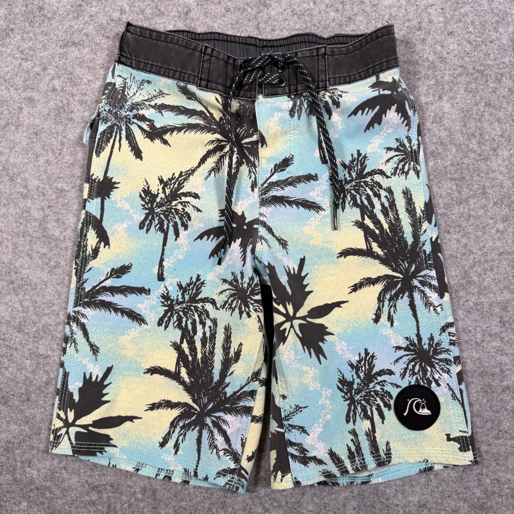 Quiksilver Boys Board Shorts Size 6 NWOT Blue Palm Tree Print Swim